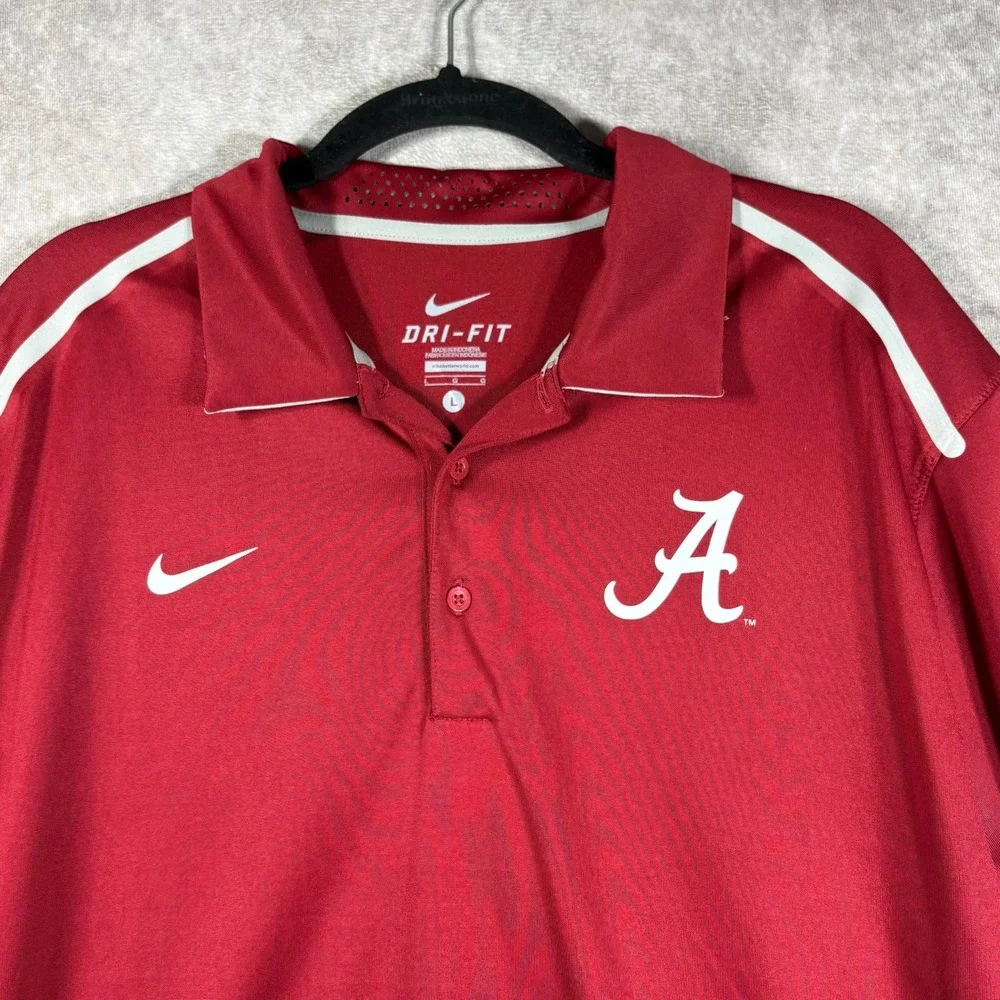 Nike Alabama Crimson Tide Polo Shirt Mens Large‎ Red Dri Fit Outdoor Golf Swoosh